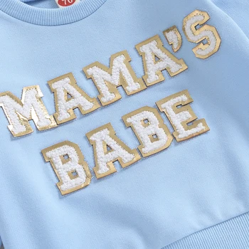 Новородено бебе момиче момче облекло мама мама мадама шенилна дълъг ръкав Crewneck суитчър риза пуловер есен зимни дрехи