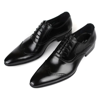 Обувки Мъже Британски стил Бизнес Мъжки обувки Cusp Head обувки Естествена кожа Casual Frenulum Бели сватбени обувки