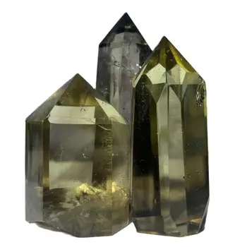 Опушен цитрин кристал естествен оригинален минерален образец кула лечебен обелиск жълт кварцов прът енергия камък пирамида декорация