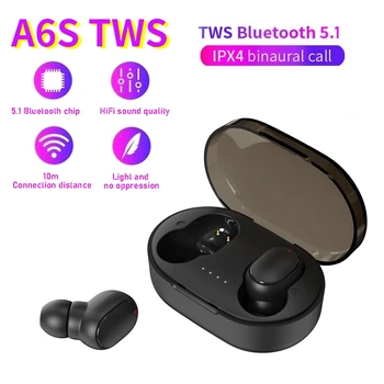 Оригинални A6S TWS слушалки Безжични слушалки Bluetooth слушалки Спортни стерео слушалки за Bluetooth слушалки за Xiaomi Huawei iPhone