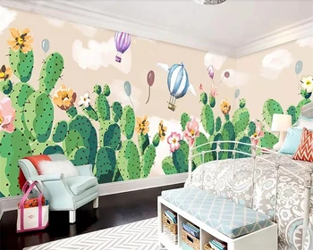 Персонализиран тапет ръчно рисуван кактус, детска стая, фон, стена, декорация на дома, хол, спалня, 3d тапети
