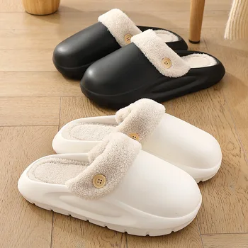 Подвижни памучни чехли за жени 2014 Нов зимен дом за двойки Вътрешни топли дебели еднолични памучни чехли за мъже на открито