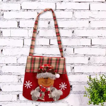 Празнична празнична чанта за подаръци Подаръчна чанта Празнични коледни подаръчни торбички Очарователни анимационни дизайни на Дядо Коледа Снежен човек за парти подаръци