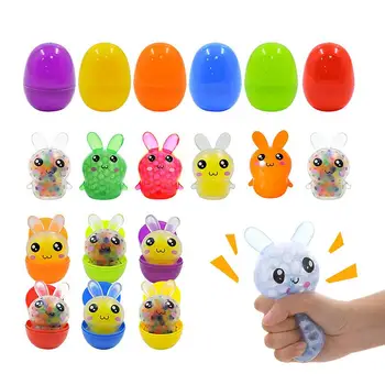 Предварително напълнени великденски яйца с играчки Великденски играчки 12бр преносим малък сензорен топка заек Squishy сензорна играчка за деца момчета
