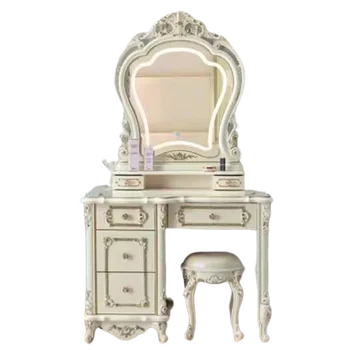 Реколта естетически скрин кабинет Led Desings дърво луксозно чекмедже спалня грим таблица огледало Хотел Тоалетка