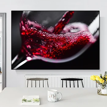 Реколта червено вино стъкло платно живопис стена изкуство вино барел плакати и щампи винарска изба за бар хол декорация