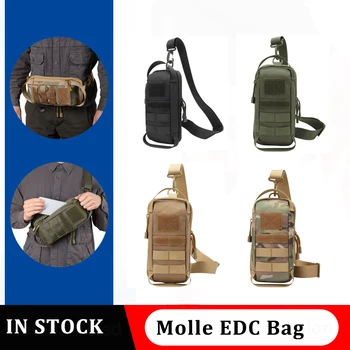 Тактически Molle EDC чанта водоустойчив Crossbody прашка раница множество джобове гърдите пакет къмпинг лов регулируеми каишка торбички
