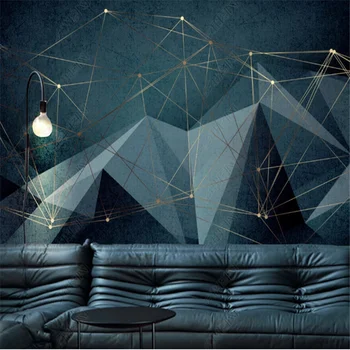 Творчески златни геометрични линии стенопис тапет за хол модерен абстрактен светлина луксозен телевизор фон стена хартия Начало декор