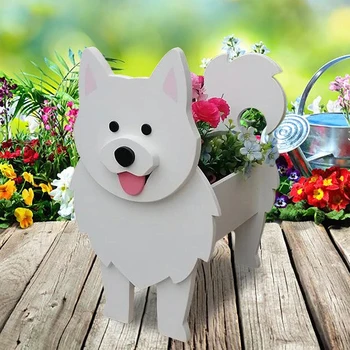 Творчески сладък куче форма саксия градински саксии цвете саксия пластмасови цвете плантатор открит саксии за цветя градина дома декор