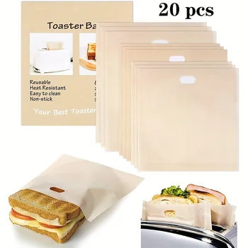 Тефлонови тостерни торби Незалепващи тостерни торби за многократна употреба - Тостер Сандвич чанти Тостер със сирене на скара Торби за многократна употреба за храна