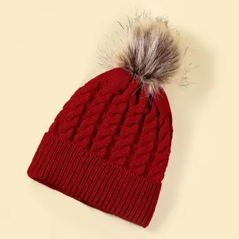 Топли зимни шапки Термо шапки родител-дете остават топли стилни с фина изработка Термична шапка за родител-дете за времето
