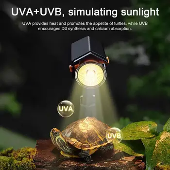 Топлинната лампа за влечуги 360-градусова въртяща се яркост на рамото Регулируема слънчева симулация UVA UVB костенурка припичаща спот светлина