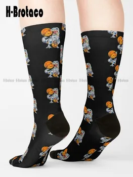 Хелоуин динозавър T Rex мумия тиква чорапи чехъл чорапи за жени удобни най-добрите момичета спортни потребителски подарък Harajuku случайни